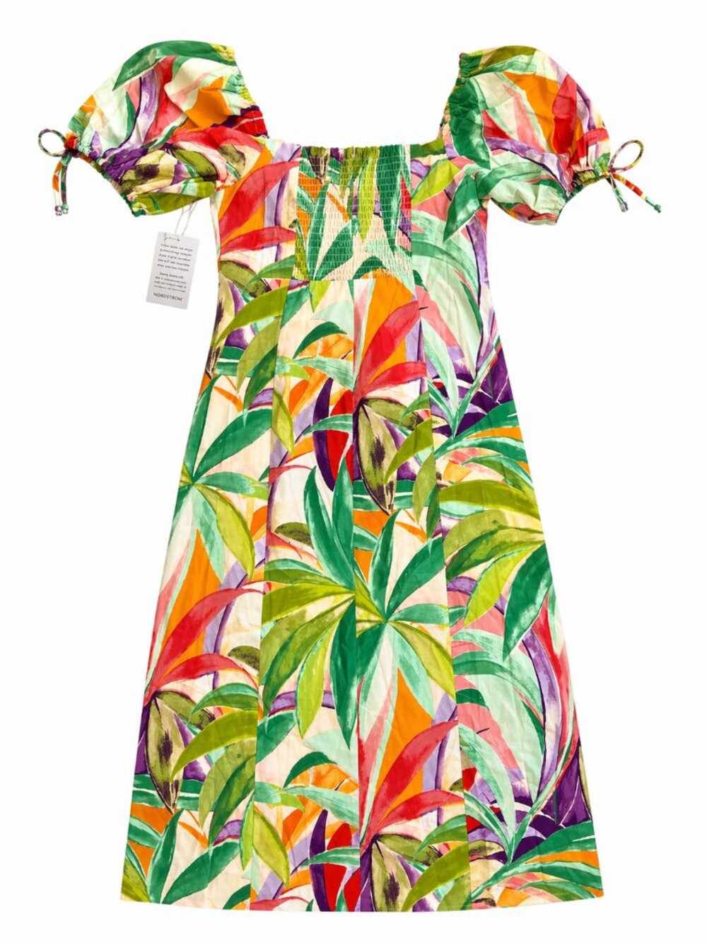 Charles Henry Tropical Puff Sleeve Midi Dress Size M NWT - Picture 3 of 5